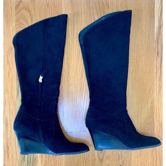 LK Bennett The Nancy Wedge Boot in Black Size 39 1/2 Knee-High Suede Western - Picture 3 of 6